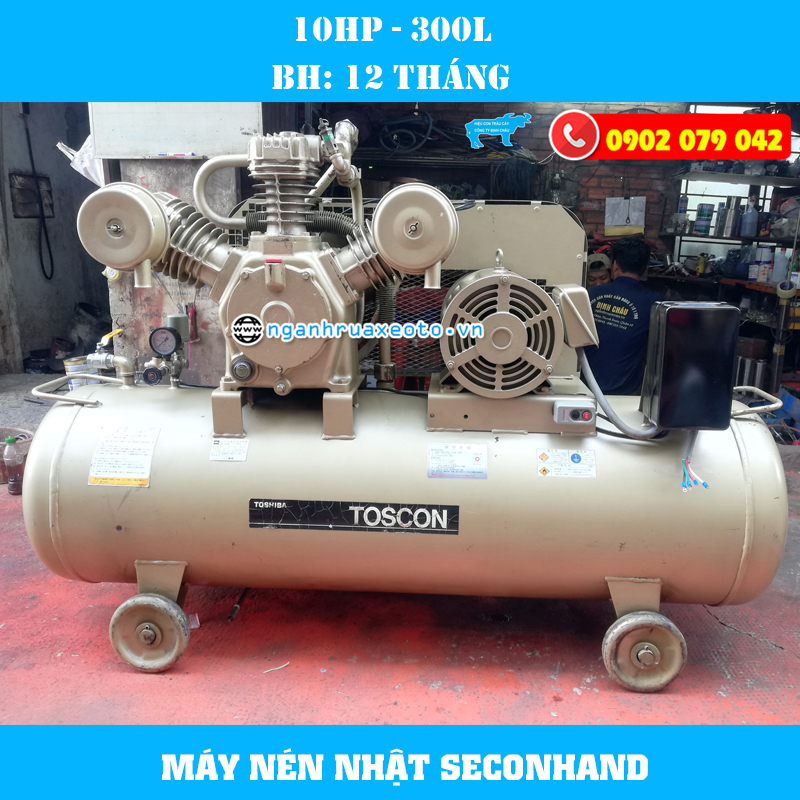 Quan sát tổng thể khi kiểm tra máy nén khí Nhật bãi